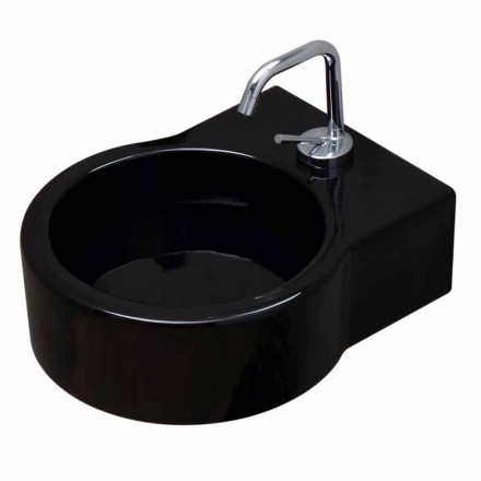 Lavabo in ceramica nero da appoggio/sospensione fatto in Italia Tor Viadurini
