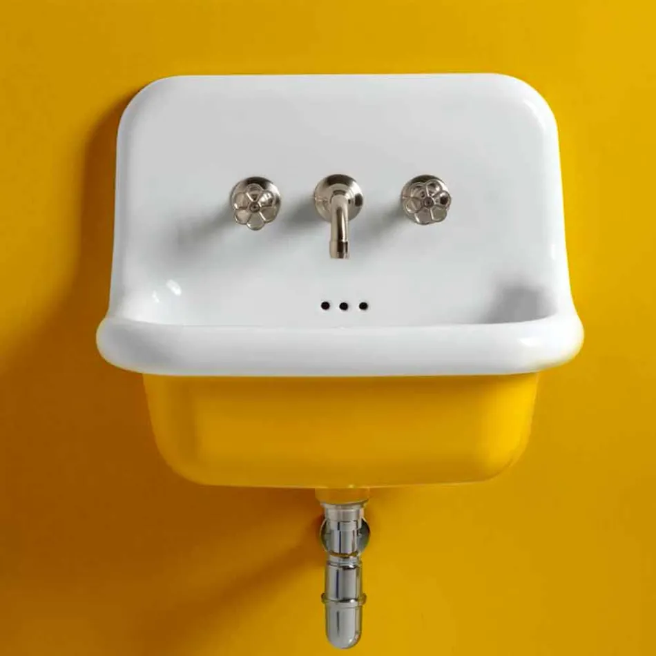 Lavabo in ceramica rettangolare con parte inferiore colorata Jordan Viadurini