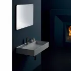 Lavabo in ceramica sospeso design moderno Sun 80x45 cm, made in Italy Viadurini