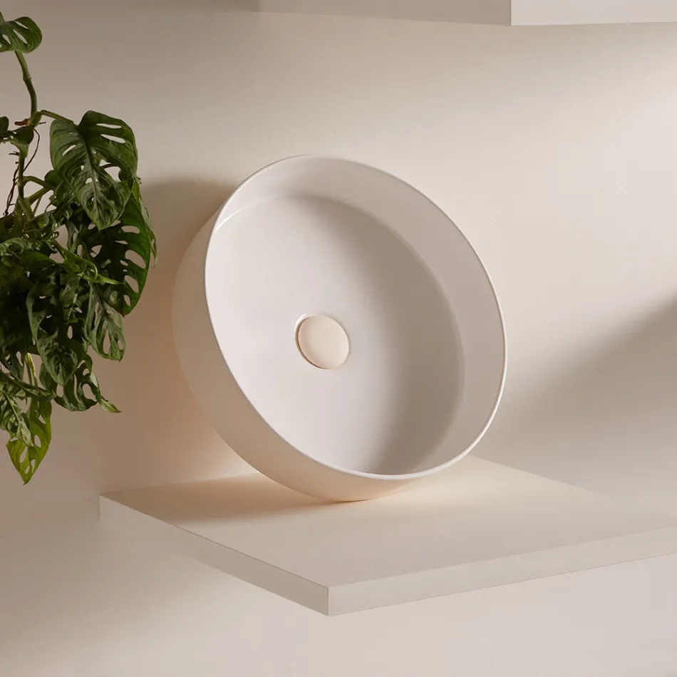 Lavabo in Grès Porcellanato di Diverse Finiture Made in italy - Busta Viadurini