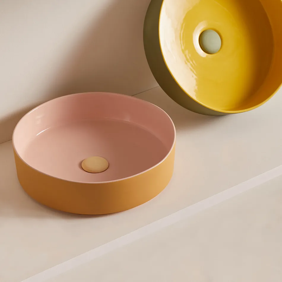 Lavabo in Grès Porcellanato di Diverse Finiture Made in italy - Busta Viadurini