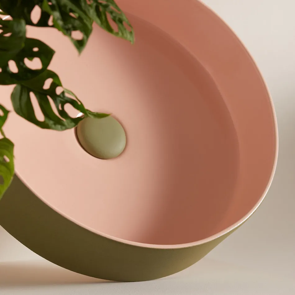 Lavabo in Grès Porcellanato di Diverse Finiture Made in italy - Busta Viadurini