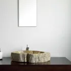 Lavabo in legno Fossile da appoggio Goa pezzo unico Viadurini