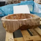 Lavabo in legno Fossile da appoggio Goa pezzo unico Viadurini