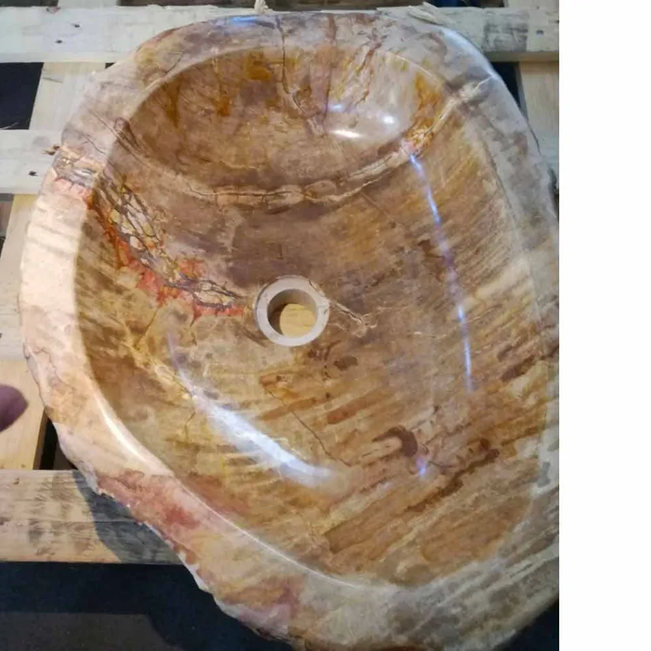 Lavabo in legno Fossile da appoggio Goa pezzo unico Viadurini