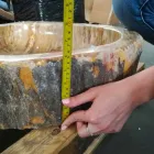 Lavabo in legno Fossile da appoggio Goa pezzo unico Viadurini