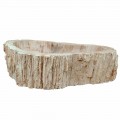 Lavabo in legno Fossile da appoggio Goa pezzo unico