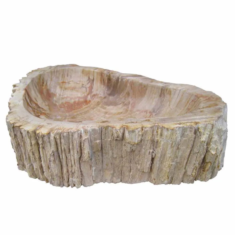 Lavabo in legno Fossile da appoggio Goa pezzo unico Viadurini