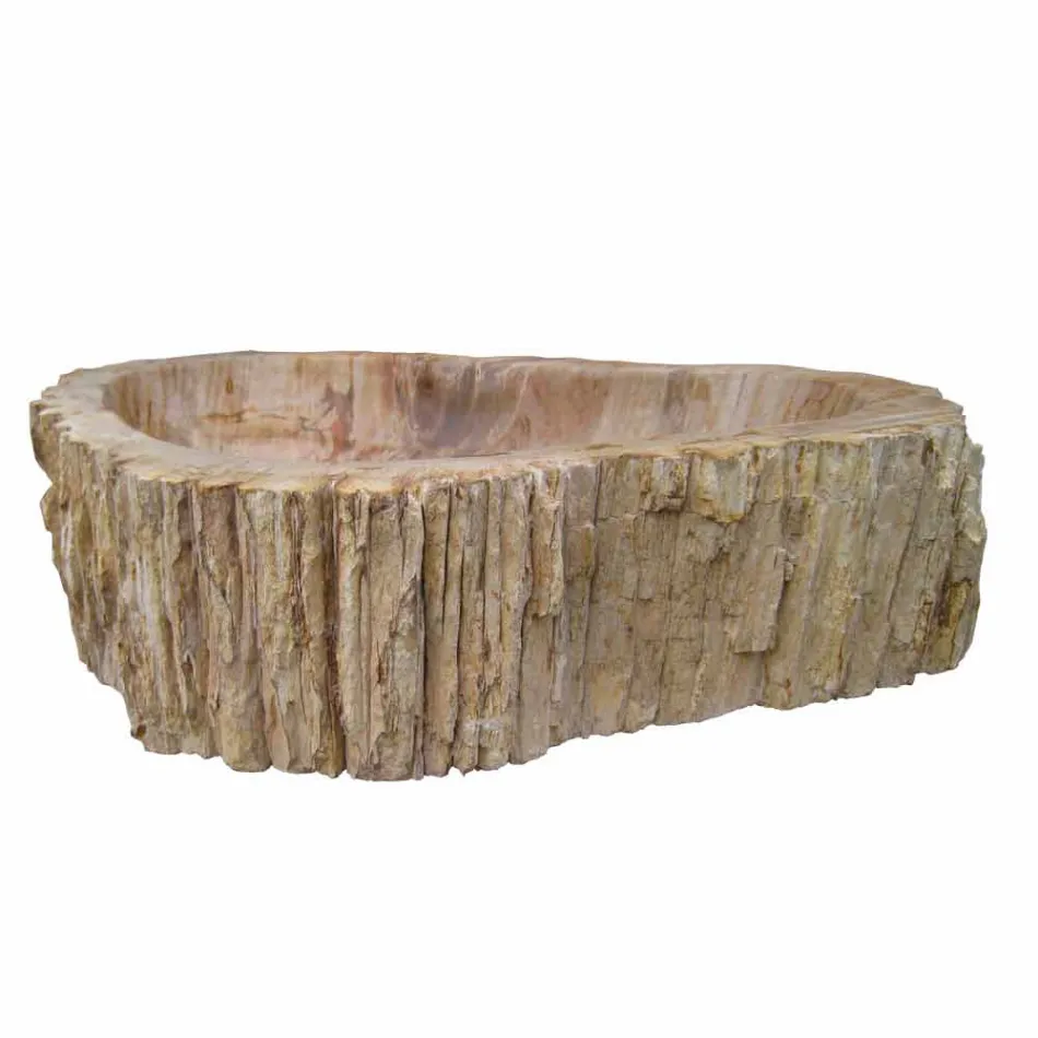 Lavabo in legno Fossile da appoggio Goa pezzo unico Viadurini