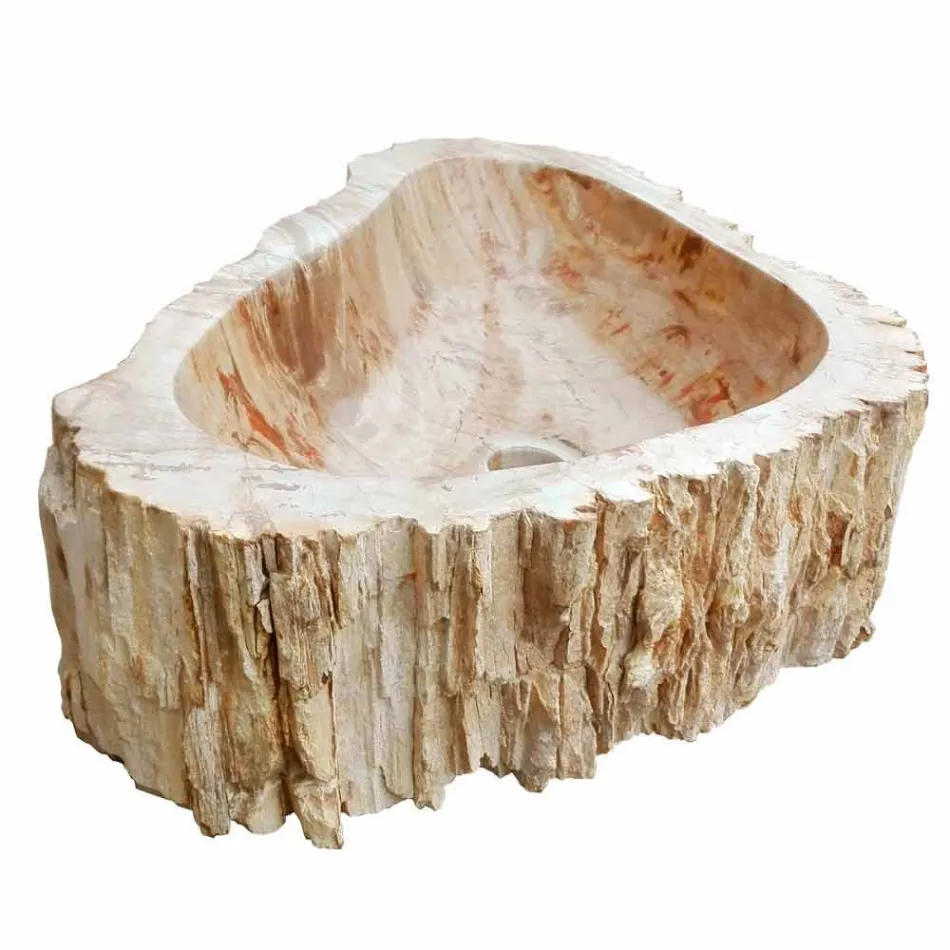 Lavabo in legno Fossile da appoggio Goa pezzo unico Viadurini