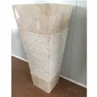 Lavabo in pietra naturale a colonna Robin, bianco pezzo unico Viadurini