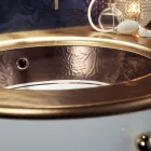 Lavabo Incassato in Fire Clay con Banda in Diverse Finiture Made in italy - Erioli Viadurini