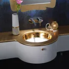 Lavabo Incassato in Fire Clay con Banda in Diverse Finiture Made in italy - Erioli Viadurini