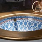 Lavabo Incassato in Fire Clay con Decoro Marrakesh Made in italy - Erioli Viadurini