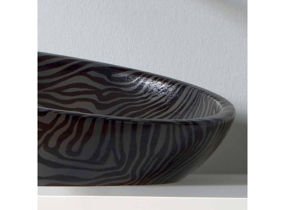 Lavabo moderno da appoggio ceramica zebrata argento made Italy Glossy Viadurini