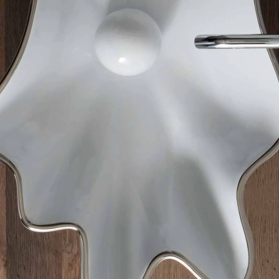 Lavabo moderno da appoggio in ceramica bianco fatto in Italia Rayan Viadurini