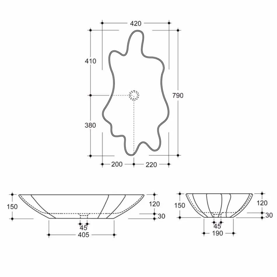 Lavabo moderno da appoggio in ceramica bianco fatto in Italia Rayan Viadurini