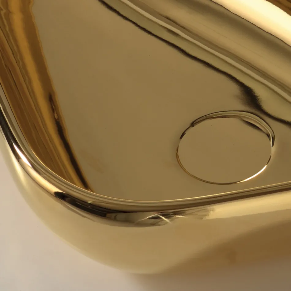 Lavabo moderno da appoggio in ceramica oro fatto in Italia Sofia Viadurini