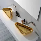 Lavabo moderno da appoggio in ceramica oro fatto in Italia Sofia Viadurini