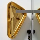 Lavabo moderno da appoggio in ceramica oro fatto in Italia Sofia Viadurini
