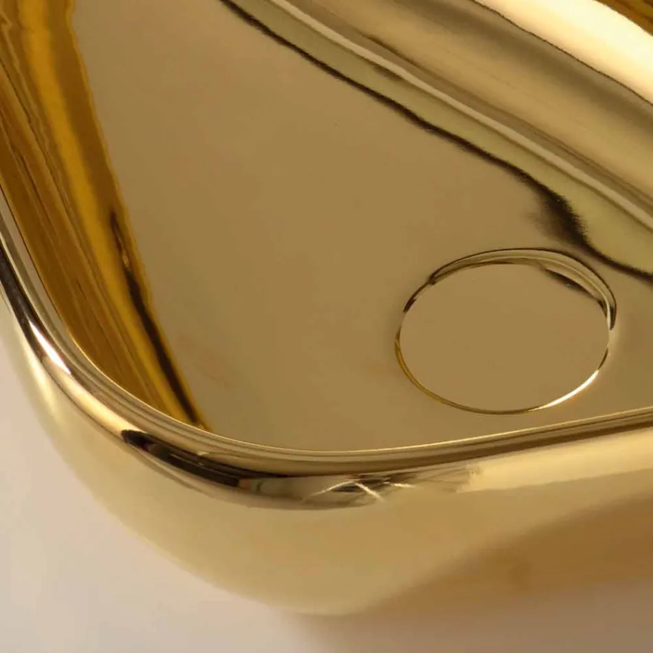 Lavabo moderno da appoggio in ceramica oro fatto in Italia Sofia Viadurini