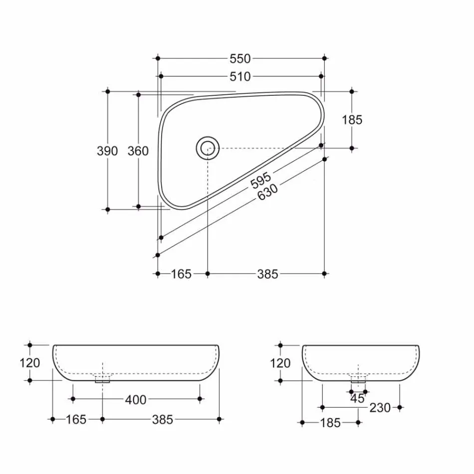 Lavabo moderno da appoggio in ceramica oro fatto in Italia Sofia Viadurini