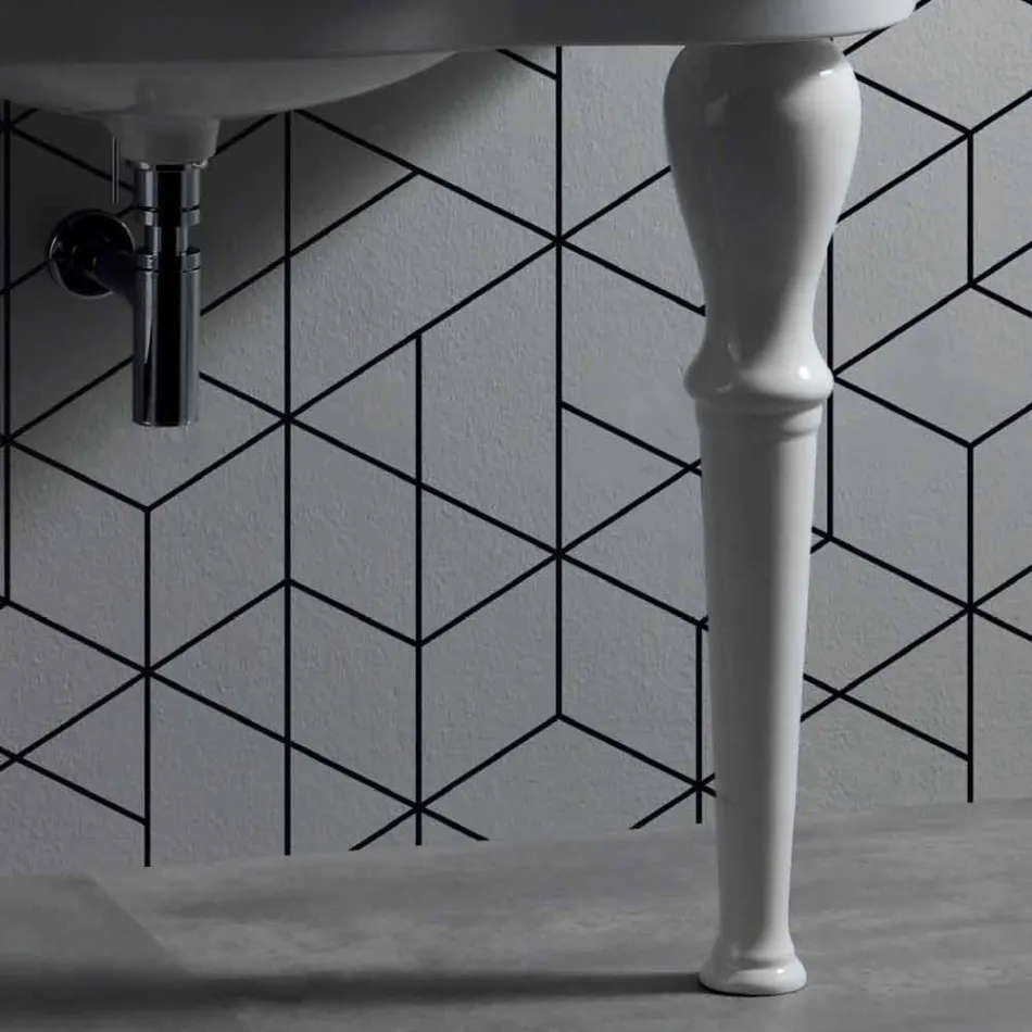 Lavabo Moderno da Parete con o senza Gambe, L90 cm in Ceramica Avise Viadurini