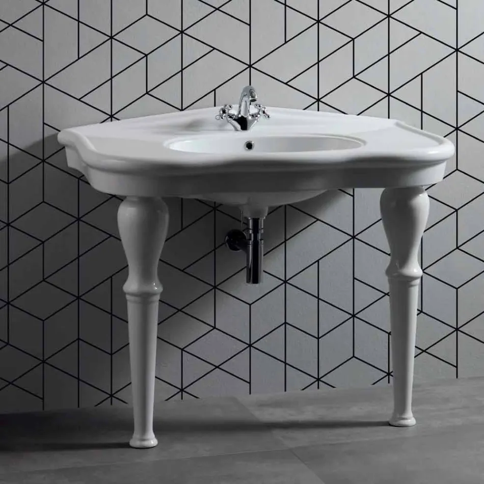 Lavabo Moderno da Parete con o senza Gambe, L90 cm in Ceramica Avise Viadurini