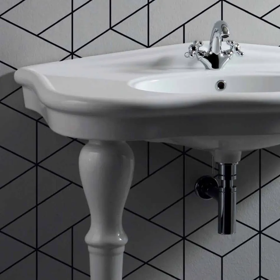 Lavabo Moderno da Parete con o senza Gambe, L90 cm in Ceramica Avise Viadurini