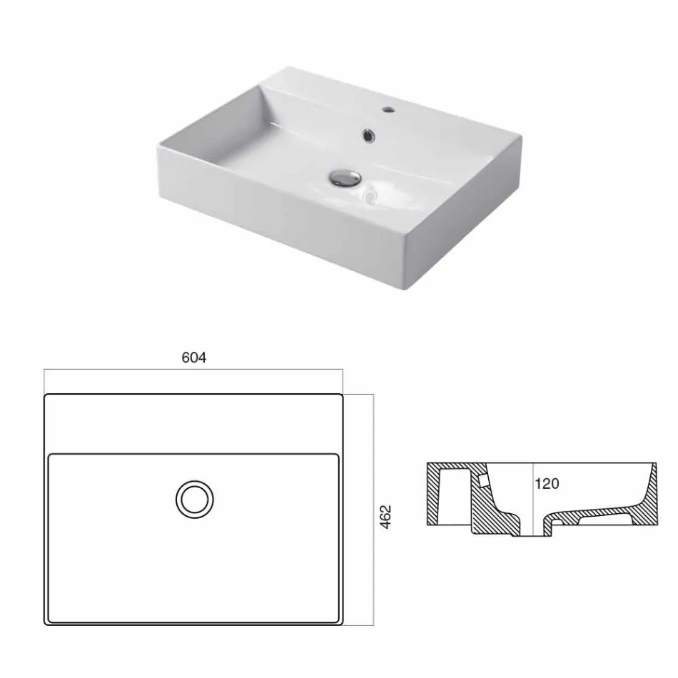 Lavabo Monoforo da Appoggio o Parete in Ceramica Colarata Leivi Viadurini
