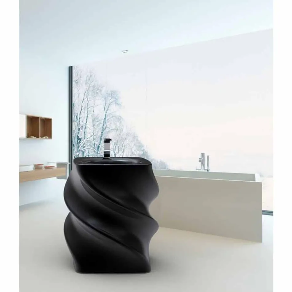 Lavabo nero freestanding design moderno Twist made in Italy  Viadurini