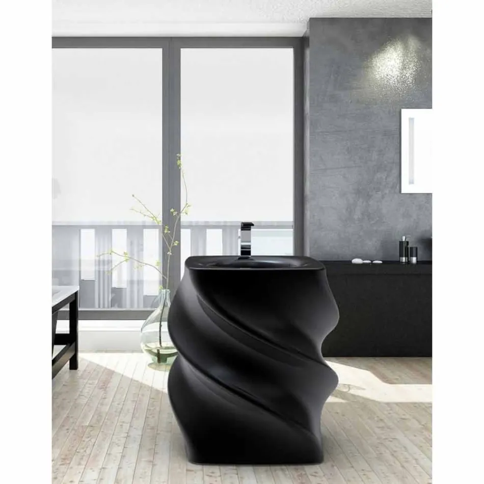 Lavabo nero freestanding design moderno Twist made in Italy  Viadurini