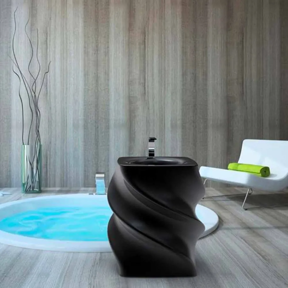 Lavabo nero freestanding design moderno Twist made in Italy  Viadurini