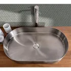 Lavabo Ovale da Appoggio in Acciaio Inox in Diverse Finiture - Anemone Viadurini