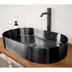 Lavabo Ovale da Appoggio in Acciaio Inox in Diverse Finiture - Anemone Viadurini