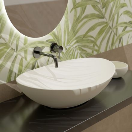 Lavabo Ovale da Appoggio in Ceramica L 60 cm Realizzato in Italia - Jumper Viadurini