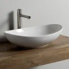 Lavabo Ovale da Appoggio in Ceramica Lucida Realizzato in Italia - Jumper Viadurini