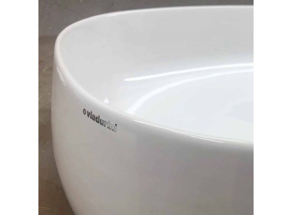 Lavabo per Bagno da Appoggio Ovale L 50 cm in Ceramica Made in Italy – Cordino Viadurini