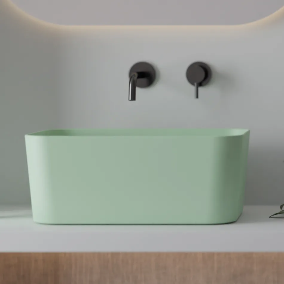 Lavabo Realizzato in Ceramica Disponibile in Diversi Colori Made in Italy - Cesta Viadurini