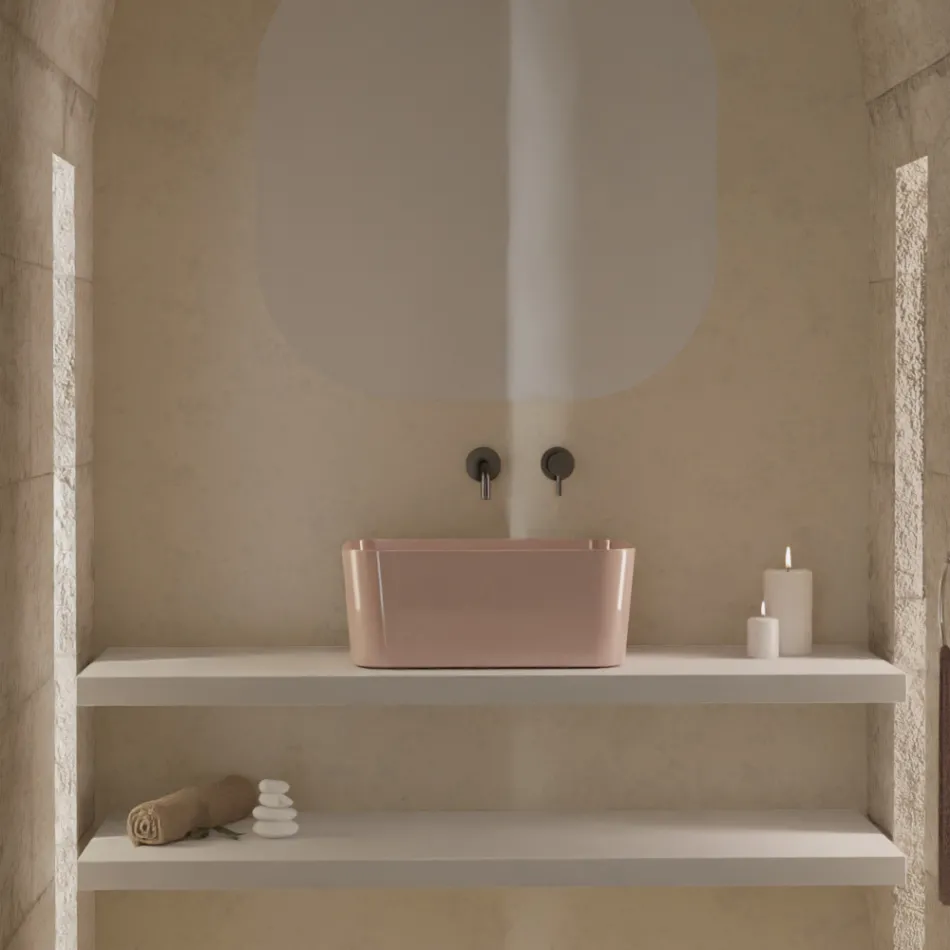 Lavabo Realizzato in Ceramica Disponibile in Diversi Colori Made in Italy - Cesta Viadurini