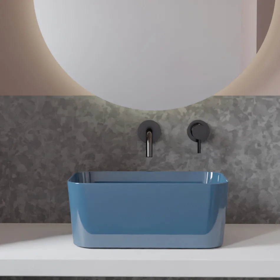 Lavabo Realizzato in Ceramica Disponibile in Diversi Colori Made in Italy - Cesta Viadurini