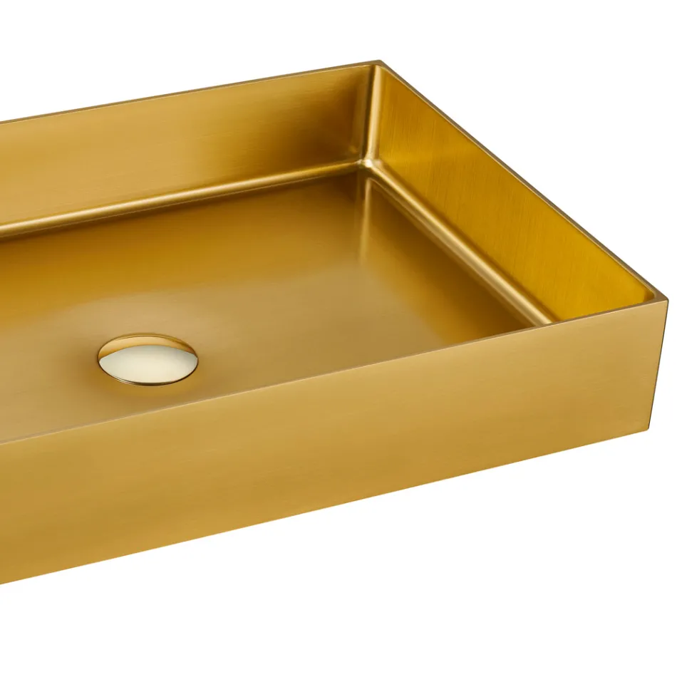 Lavabo Rettangolare da Appoggio in Acciaio Inox in Diverse Finiture - Camelia  Viadurini