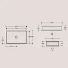 Lavabo Rettangolare da Appoggio in Ceramica Lucida Made in Italy - Debora Viadurini