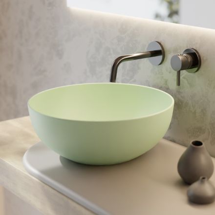Lavabo Rotondo da Appoggio in Ceramica Colorata L 40 cm - Chicco Viadurini