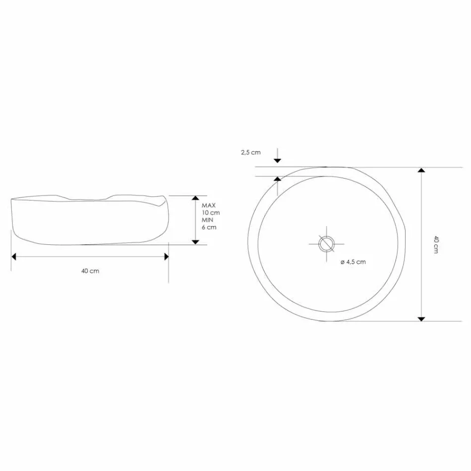 Lavabo Rotondo da Appoggio Moderno in Teak Naturale Levigato - Zino Viadurini