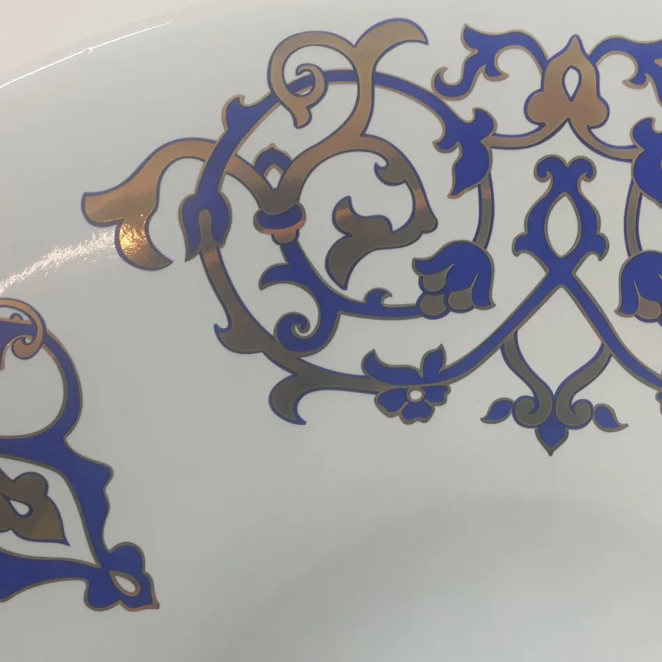 Lavabo Semincasso con Decori Blu Cobalto e Oro o Oro Made in italy - Capatosta Viadurini