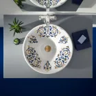 Lavabo Semincasso con Decori Blu Cobalto e Oro o Oro Made in italy - Capatosta Viadurini