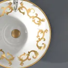 Lavabo Semincasso con Decori Blu Cobalto e Oro o Oro Made in italy - Capatosta Viadurini