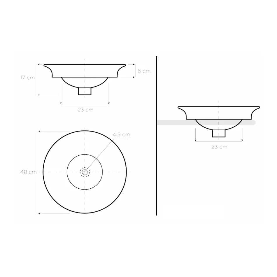 Lavabo Semincasso con Decori Blu Cobalto e Oro o Oro Made in italy - Capatosta Viadurini