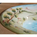 Lavabo Semincasso in Fire Clay con Paesaggio di Deruta Made in italy - Principe Viadurini